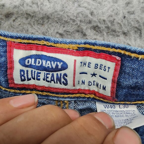 Old Navy Jeans Mens 40x30 Medium Wash Cotton High Rise Straight - Picture 3 of 10